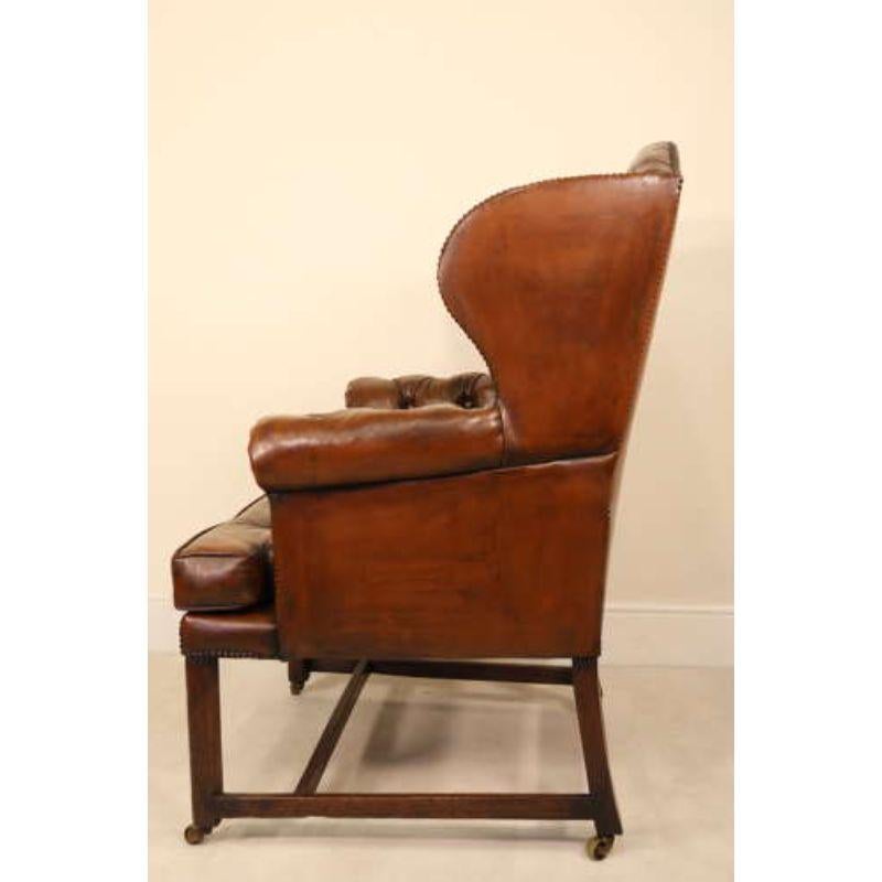 18th Century Large Leather Upholstered Wingback Armchair, Georgian For Sale 5