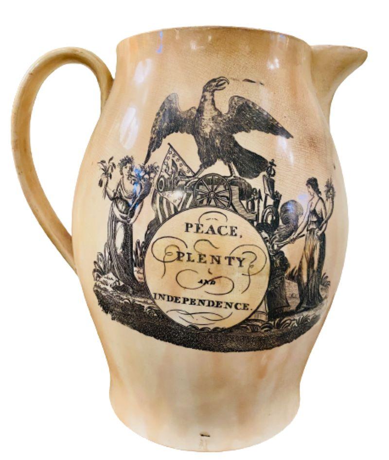 18th Century Large Liverpool Cream Ware Jug for the American Market, circa 1780s In Good Condition For Sale In Nantucket, MA
