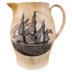18th Century Large Liverpool Cream Ware Jug for the American Market, circa 1780s