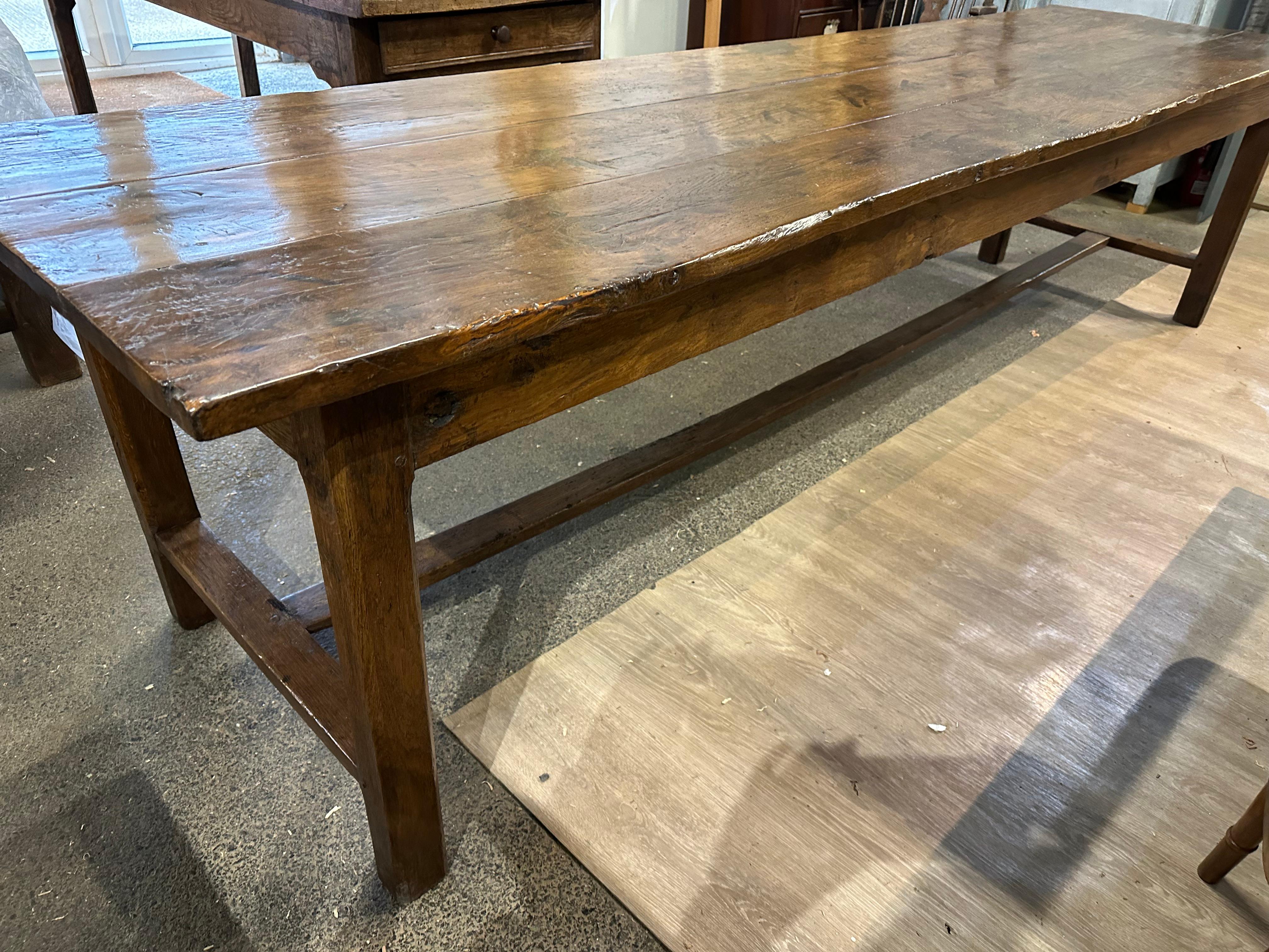 French Provincial 18th Century Large Oak Farmhouse Dining Table 