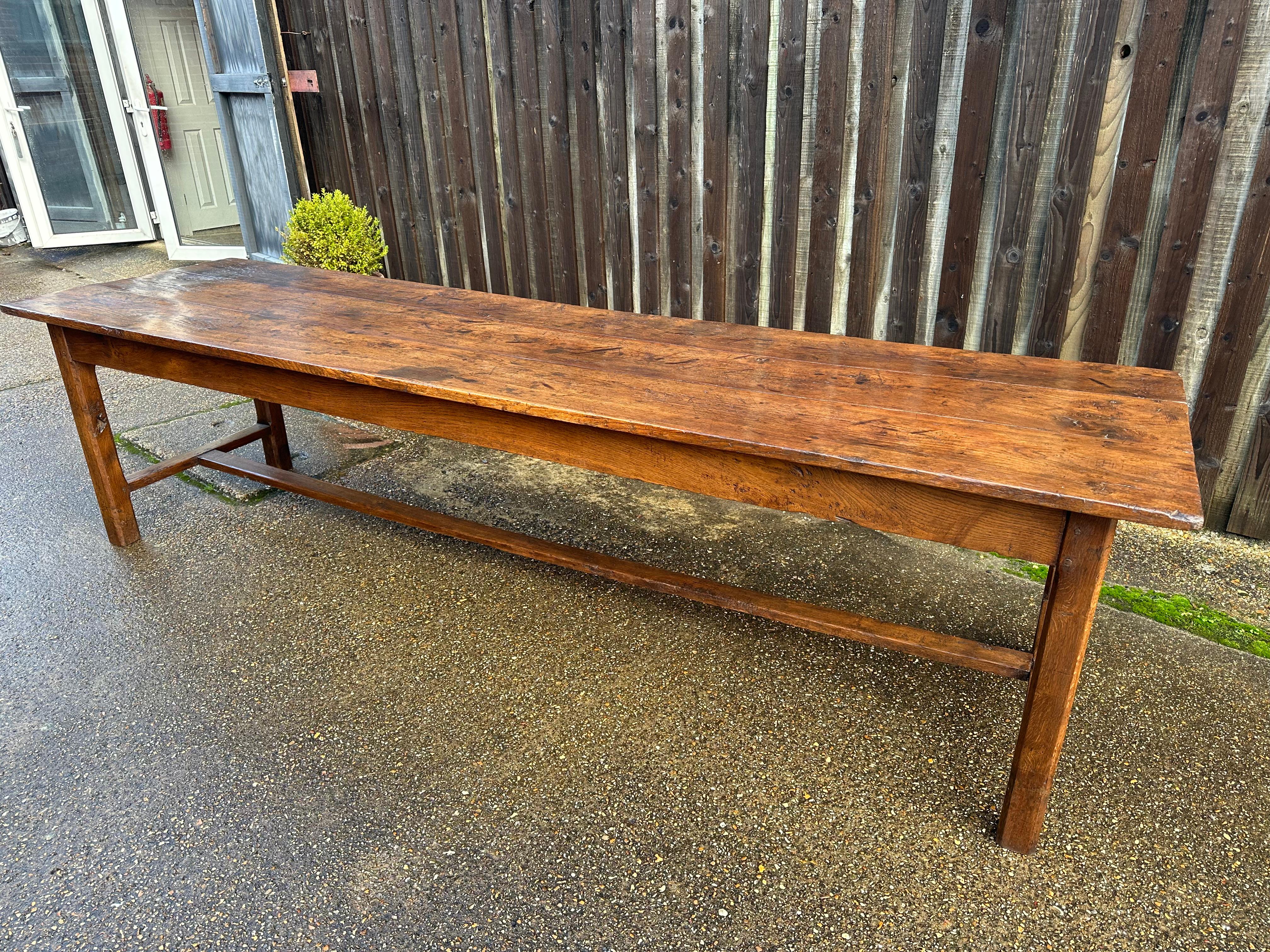 French 18th Century Large Oak Farmhouse Dining Table 
