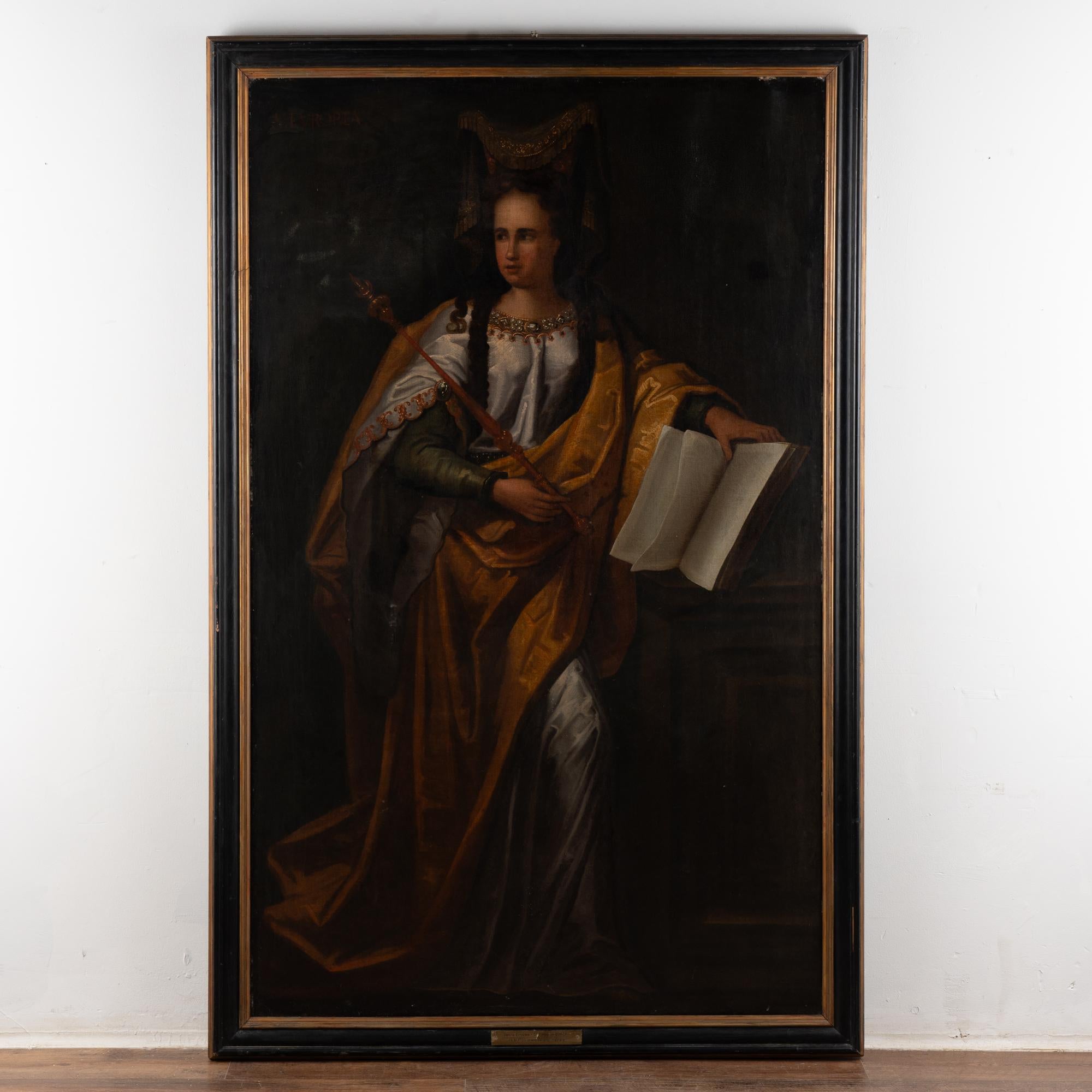 Grande dipinto originale a olio su tela di una scena con la figlia del re 