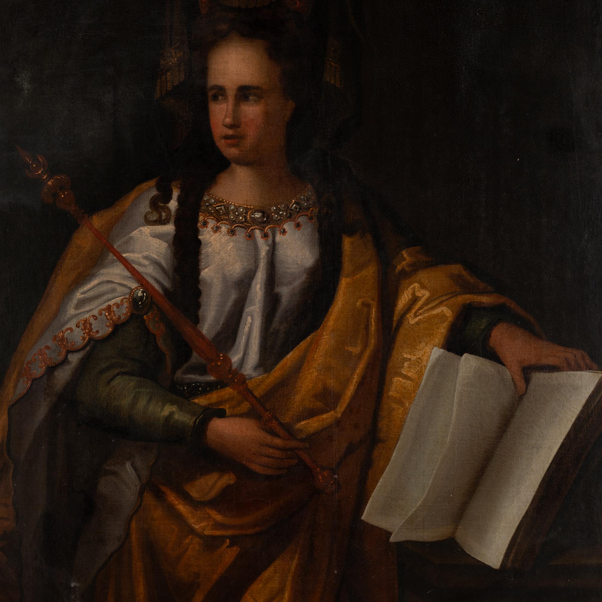 Italiano Grande olio su tela del XVIII secolo raffigurante la figlia del re, 