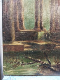 18th Century Large Oil on Canvas Ruins Restored