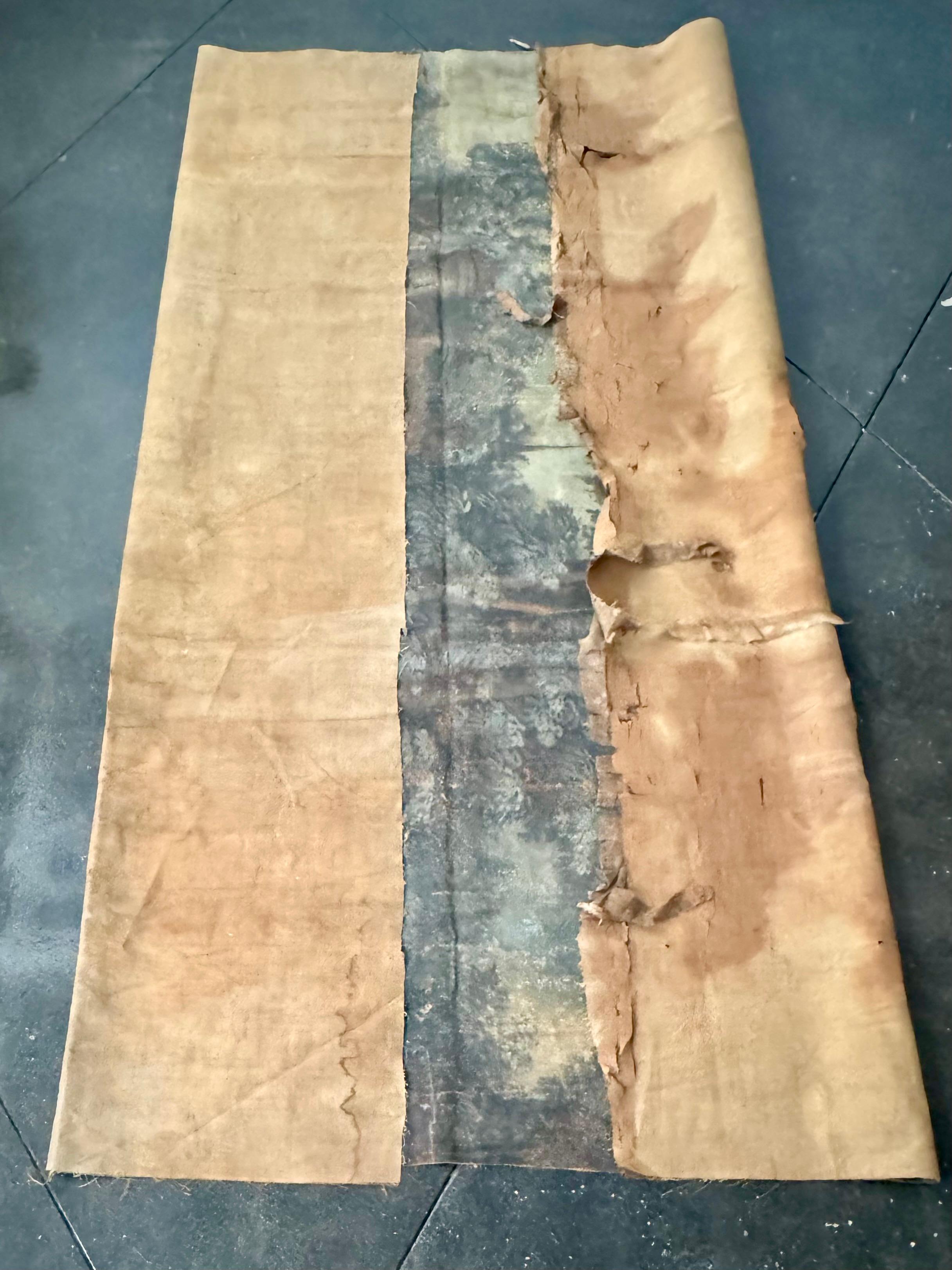 Tela originale dipinta di grandi dimensioni del 18° secolo, raffigurante un lato della campagna francese in vendita 9