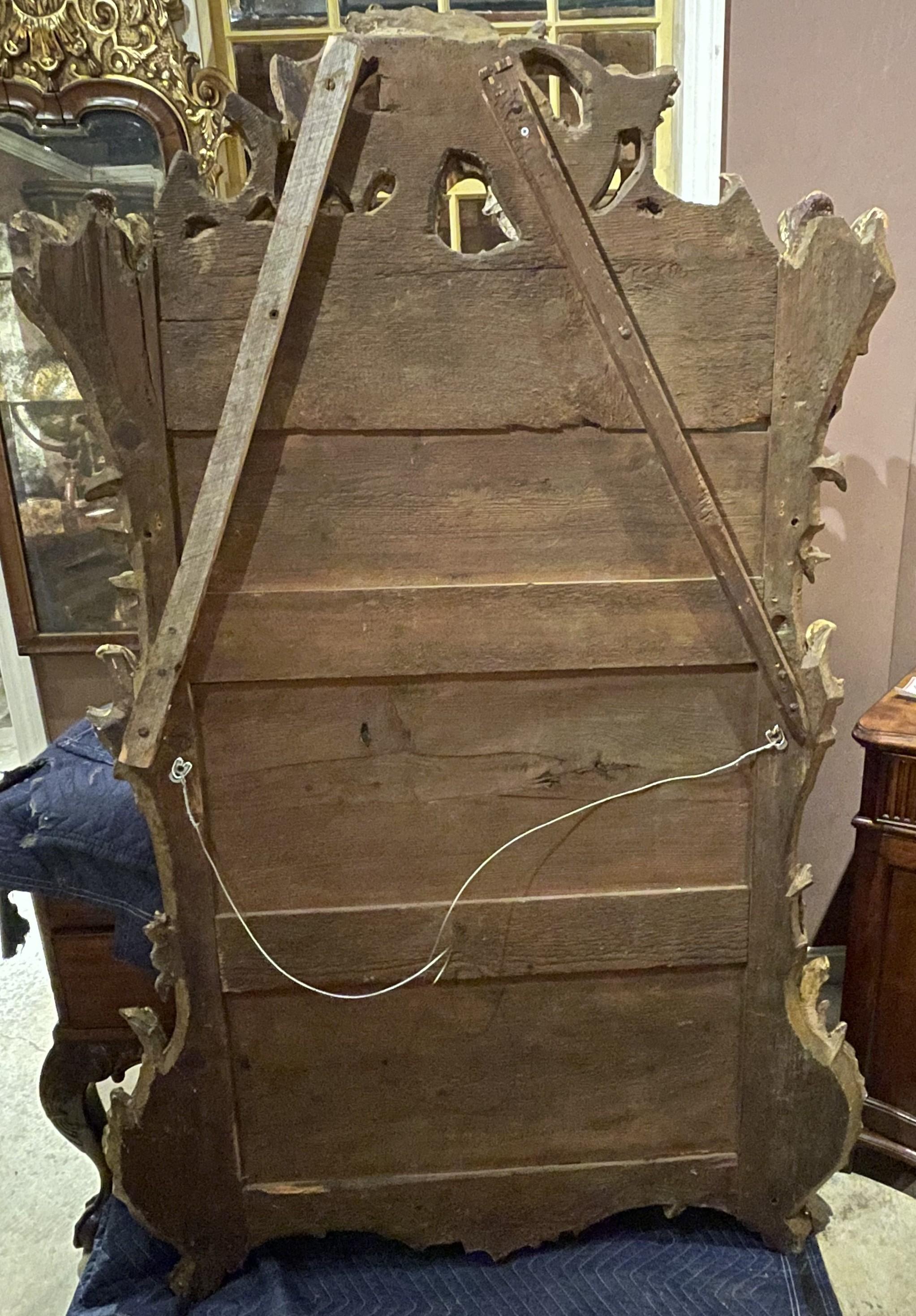 Grand miroir de pilier ou miroir d'observation rococo du 18ème siècle, probablement anglais en vente 4