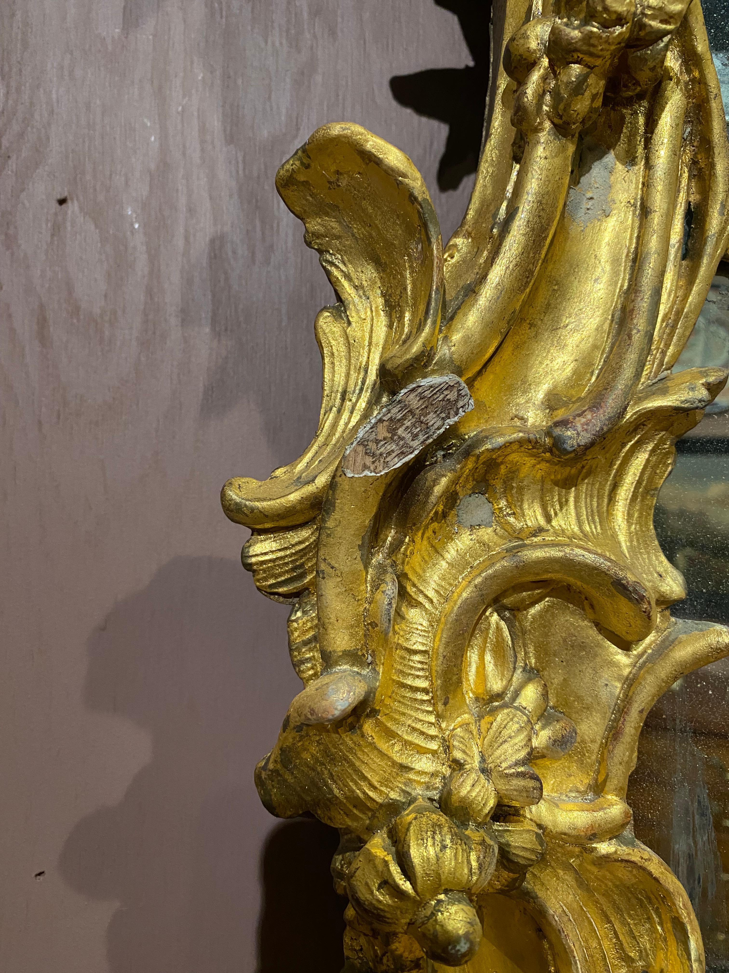Grand miroir de pilier ou miroir d'observation rococo du 18ème siècle, probablement anglais en vente 11
