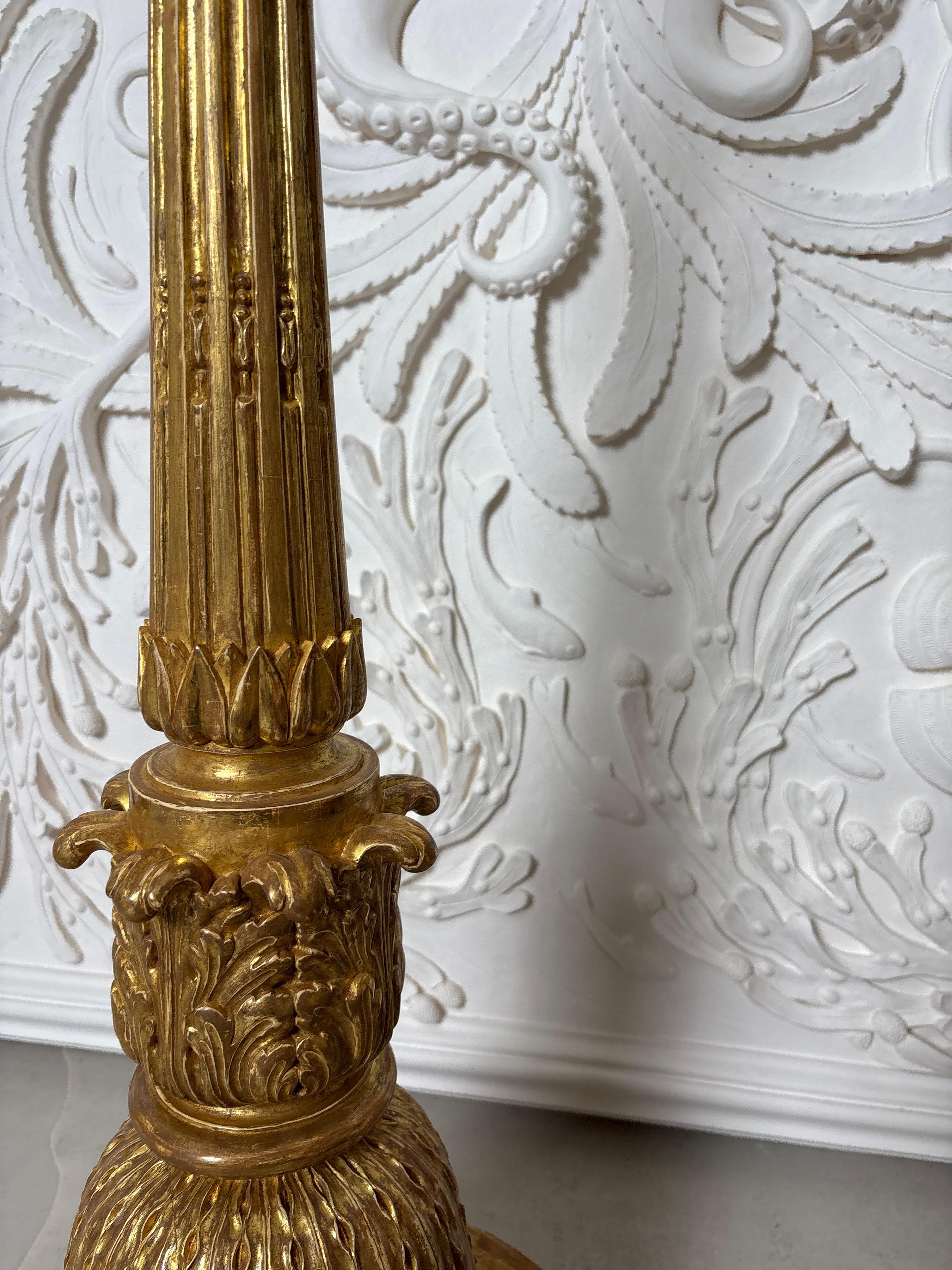 Neoclassical 18th Century Large Russian Water gilded Torcheres For Sale