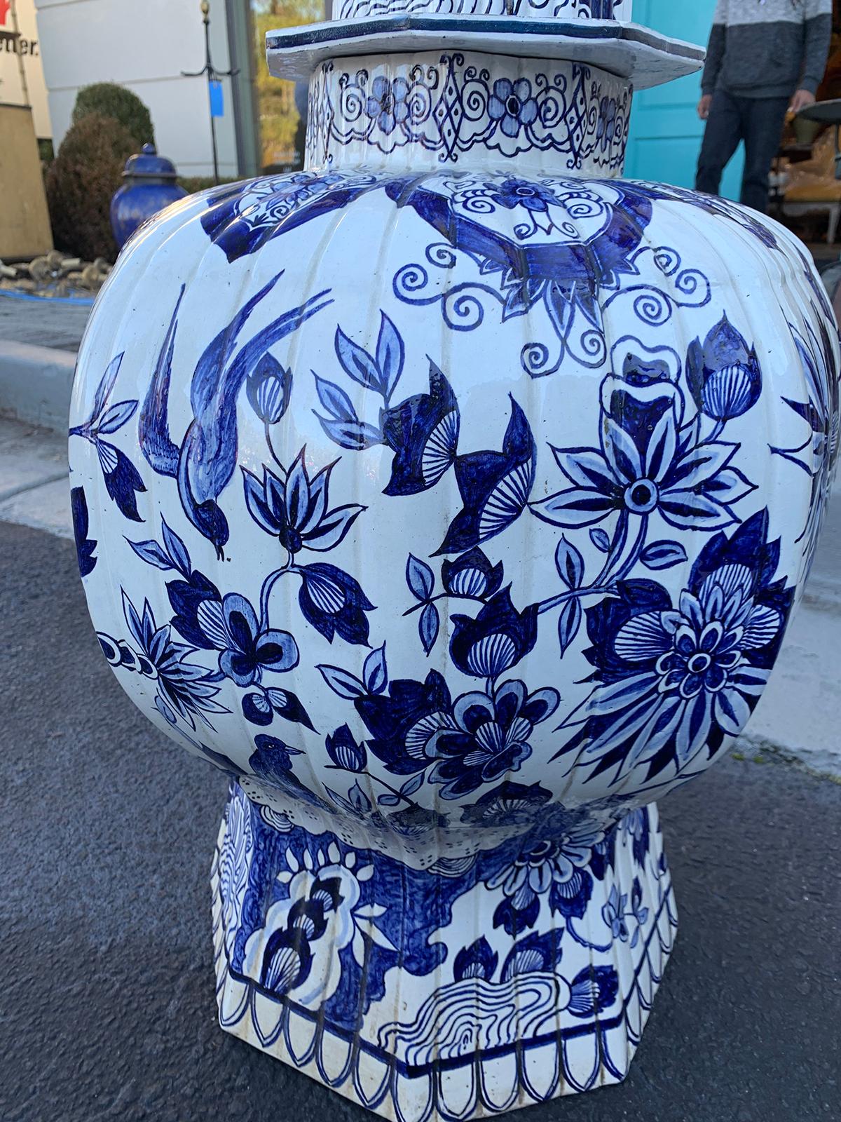 19th Century Large Scale Delft Style Blue and White Jar 8