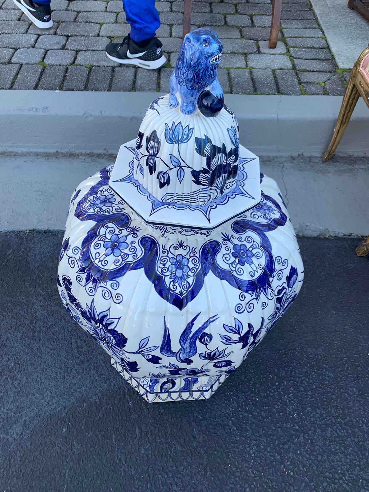 19th Century Large Scale Delft Style Blue and White Jar 2
