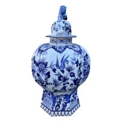 19th Century Large Scale Delft Style Blue and White Jar