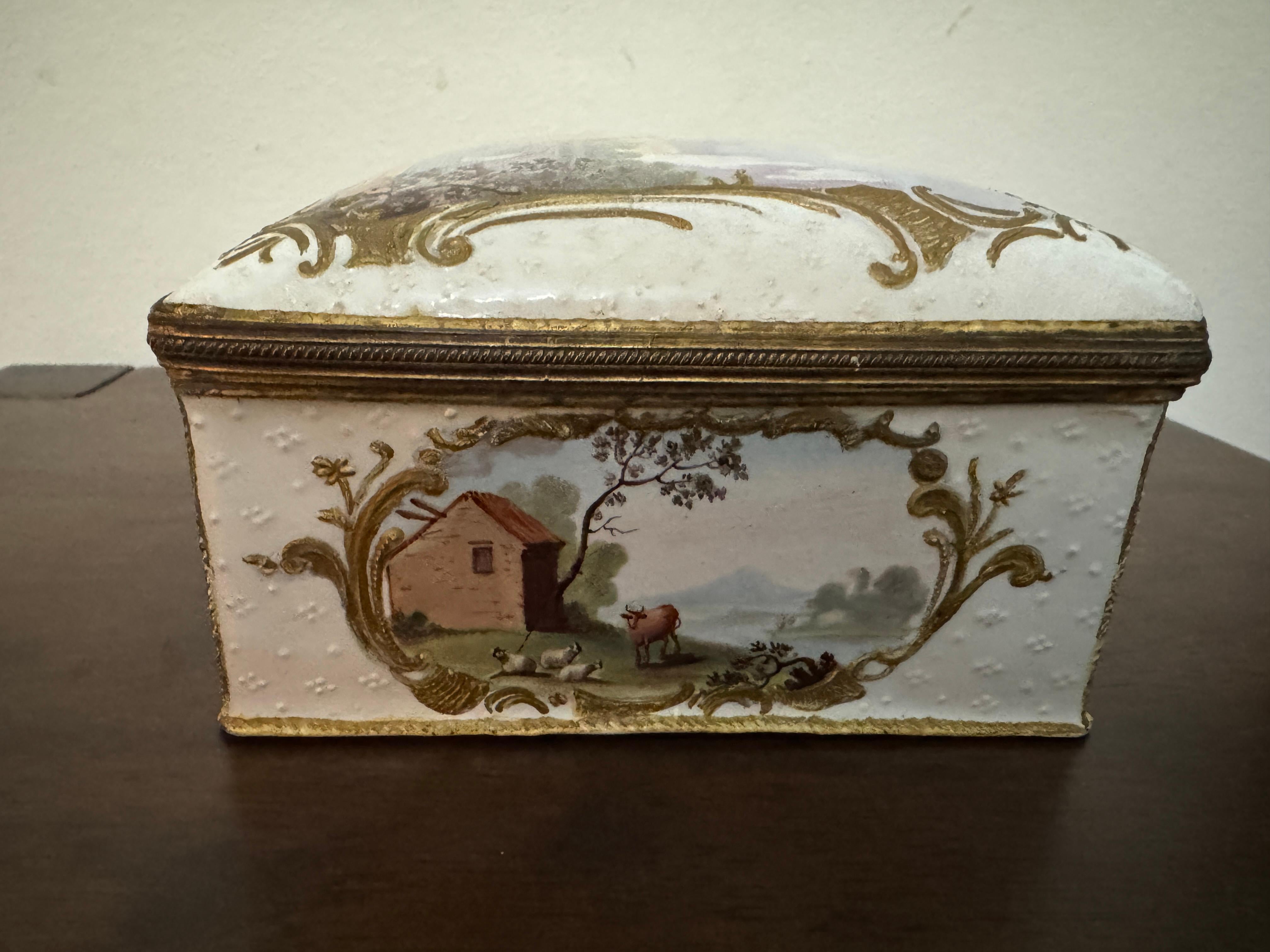 Rococo 18th Century Large South Staffordshire Table Snuff Box For Sale