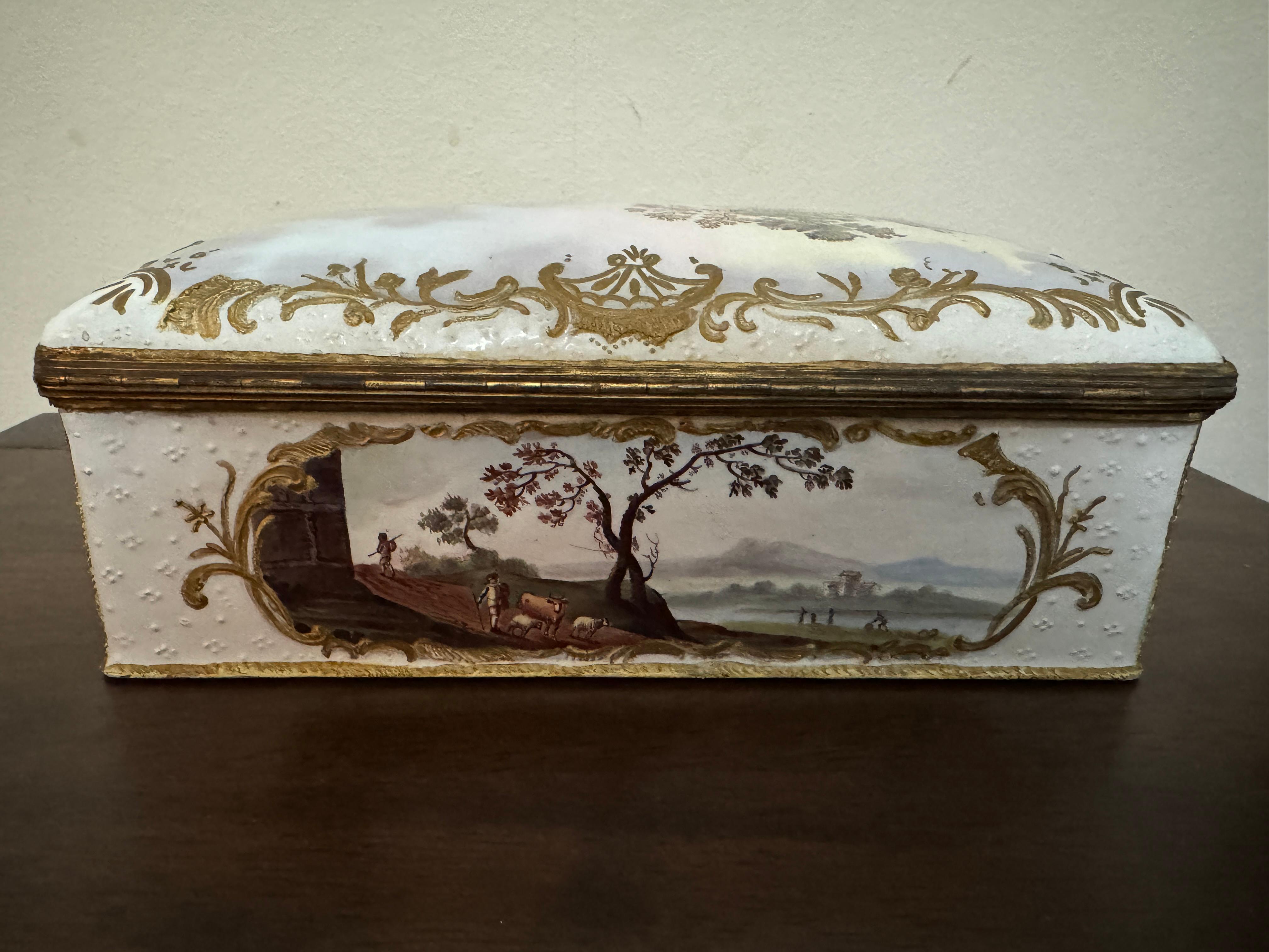 English 18th Century Large South Staffordshire Table Snuff Box For Sale