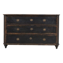 18th Century Large Swedish Black Gustavian Chest of Drawers