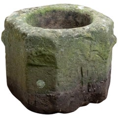 Antique 18th Century Large Weathered York Stone Mortar