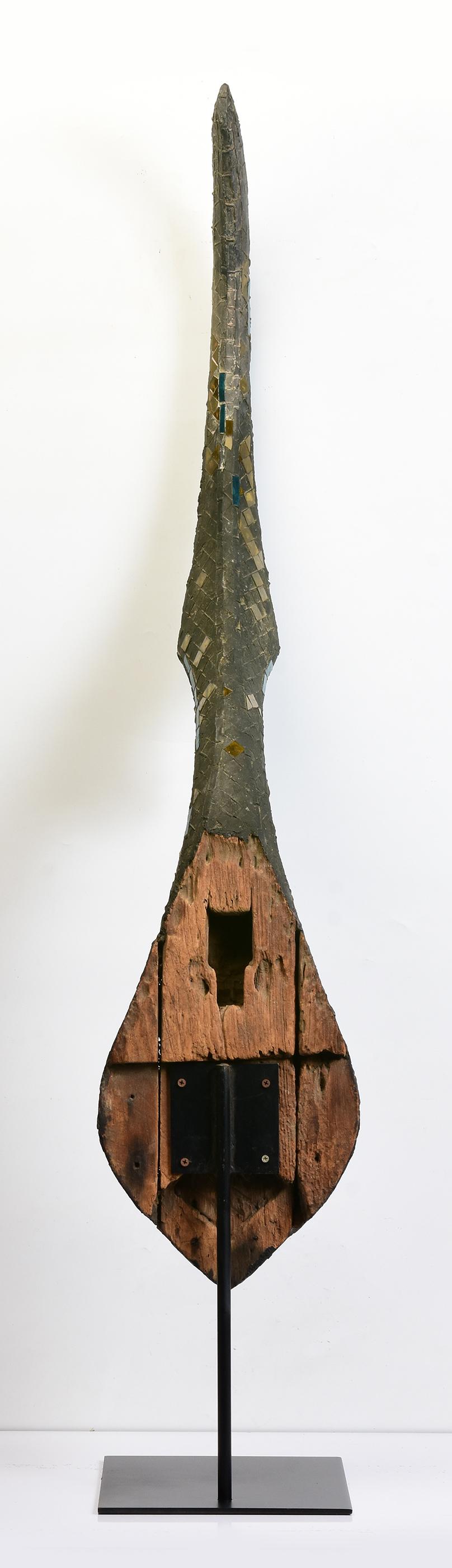 18th Century, Late Ayutthaya, Antique Thai Wooden Finial Chofa with Stand 3