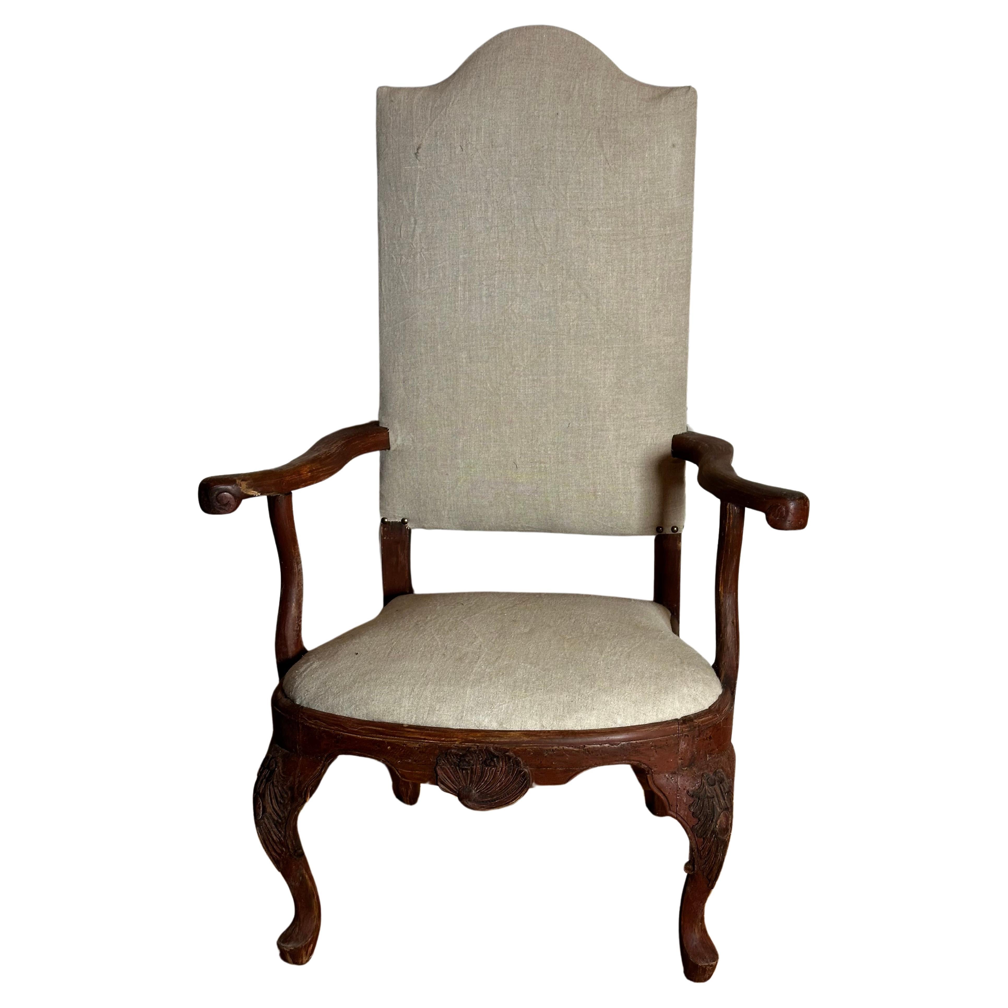 18th Century Late baroque armchair in original color For Sale