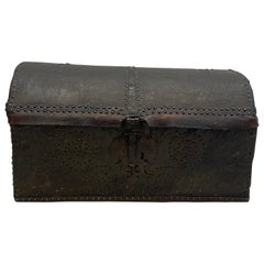 18th Century Leather Dome Top Trunk
