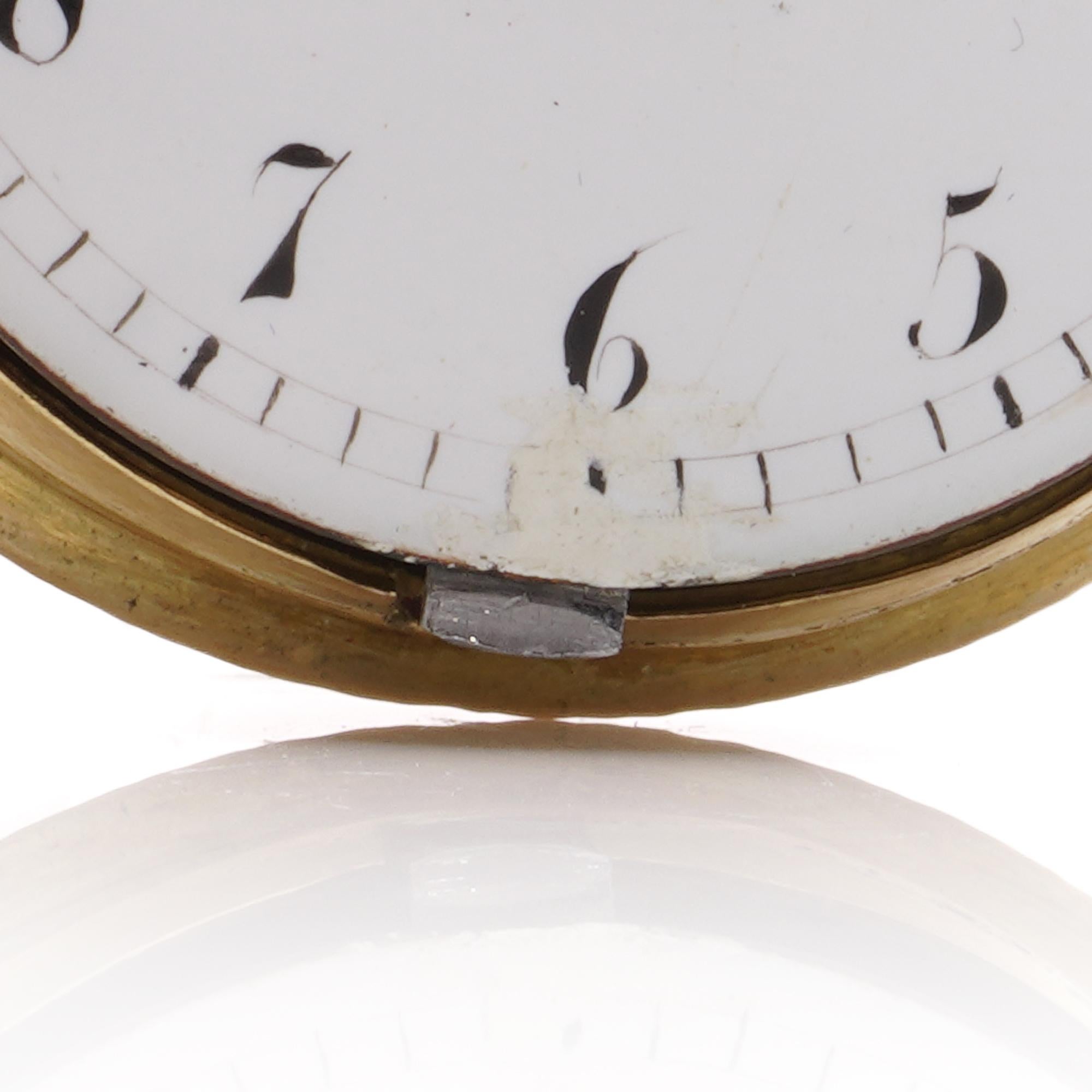 Mouvement Lépine Verge du 18ème siècle à remontoir à clé en or 18kt, une montre de poche en argent. en vente 9