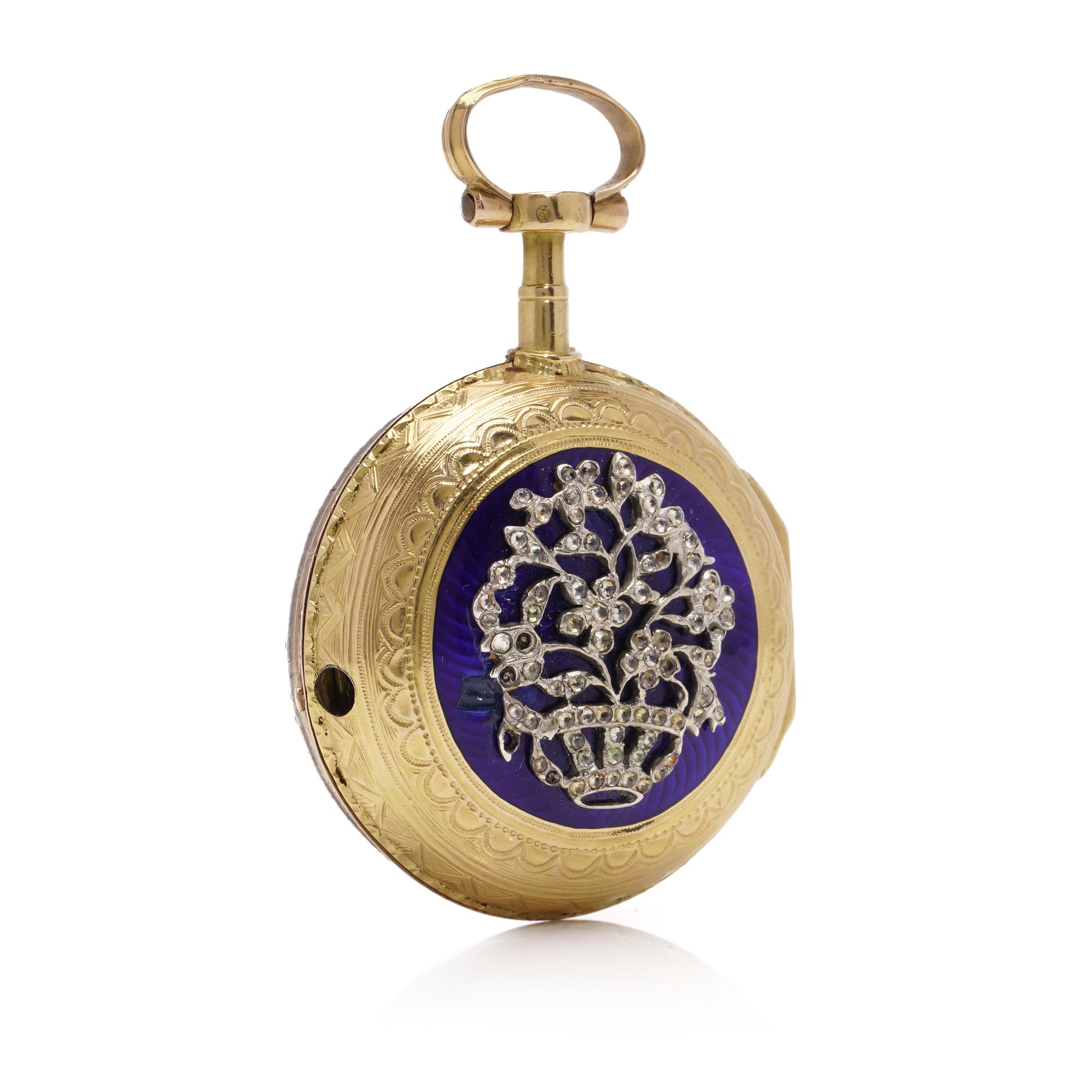 Mouvement Lépine Verge du 18ème siècle à remontoir à clé en or 18kt, une montre de poche en argent. Bon état - En vente à Braintree, GB