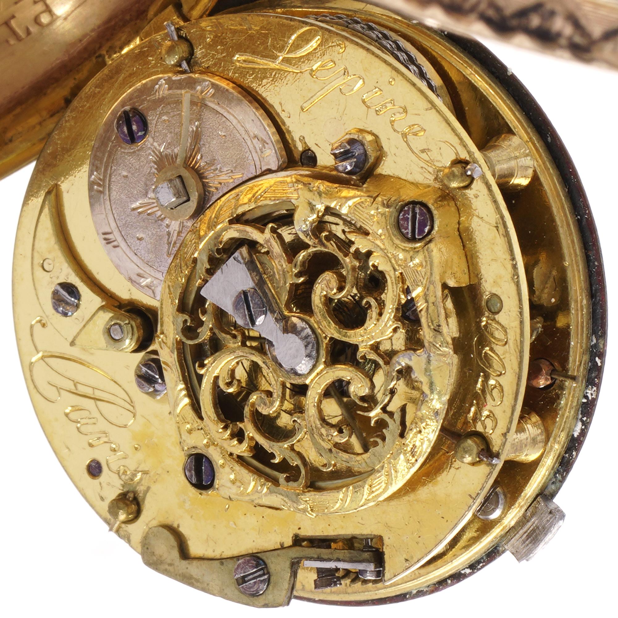 Mouvement Lépine Verge du 18ème siècle à remontoir à clé en or 18kt, une montre de poche en argent. Unisexe en vente