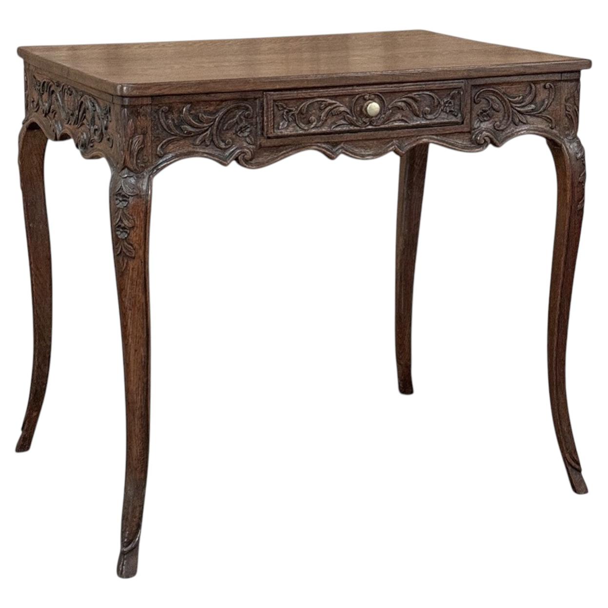 18th Century Liégeois Louis XV Hand Carved Oak End Table