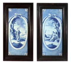18th-Century Lille Faience Tile Plaques in Camaïeu Bleu Late-18th Century German