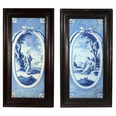 18th-Century Lille Faience Tile Plaques in Camaïeu Bleu Late-18th Century German