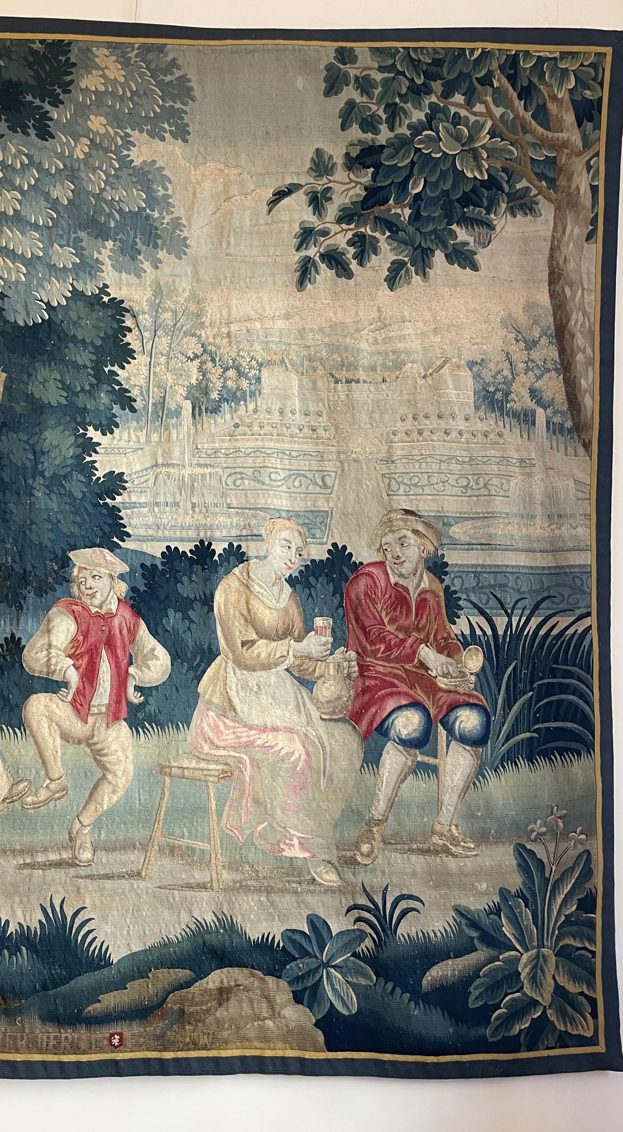 Français Tapisserie Lille du 18ème siècle en laine et soie d'après Teniers du G. Wernier W en vente