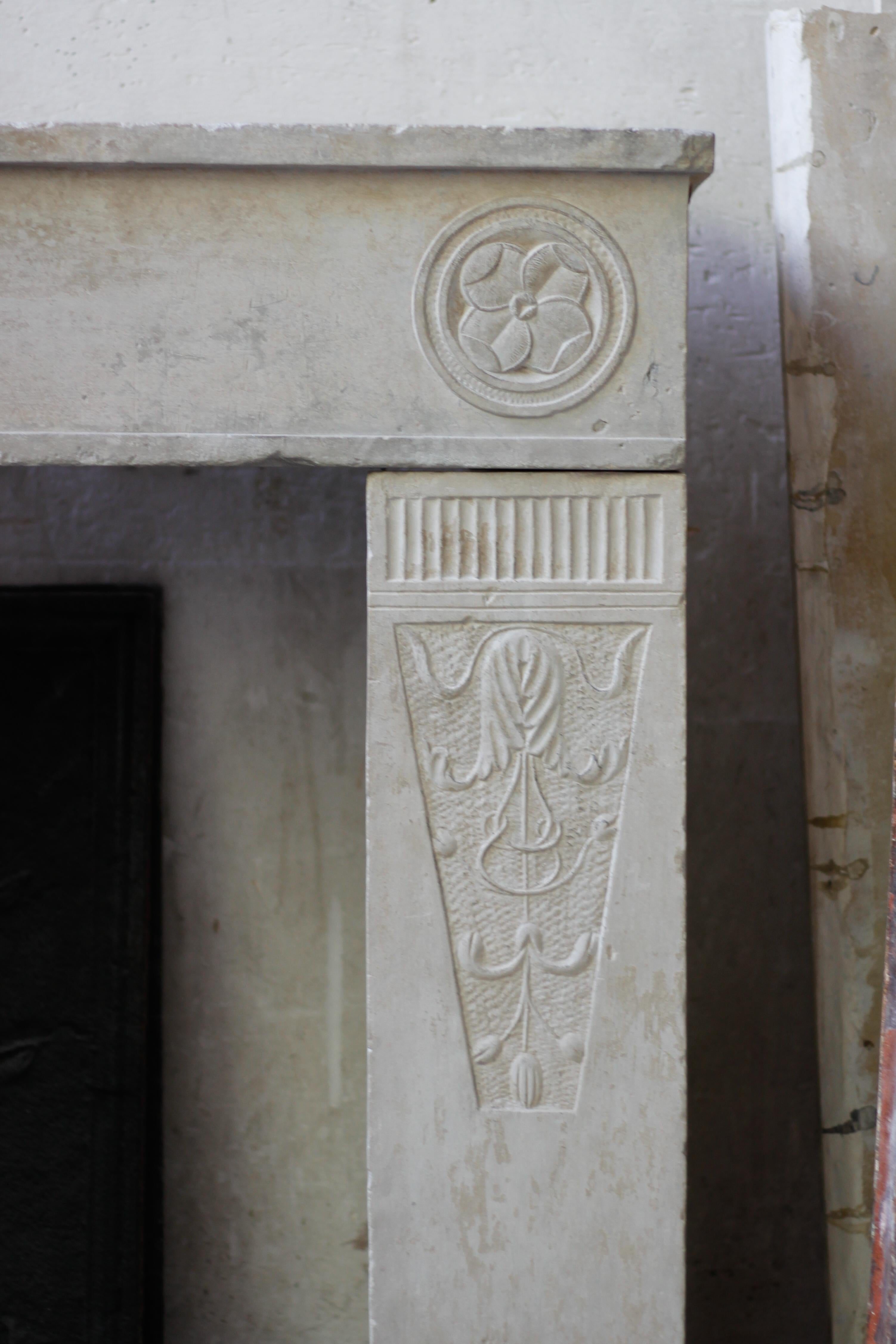 18th Century Limestone Countryside Style Fireplace Mantel For Sale 1