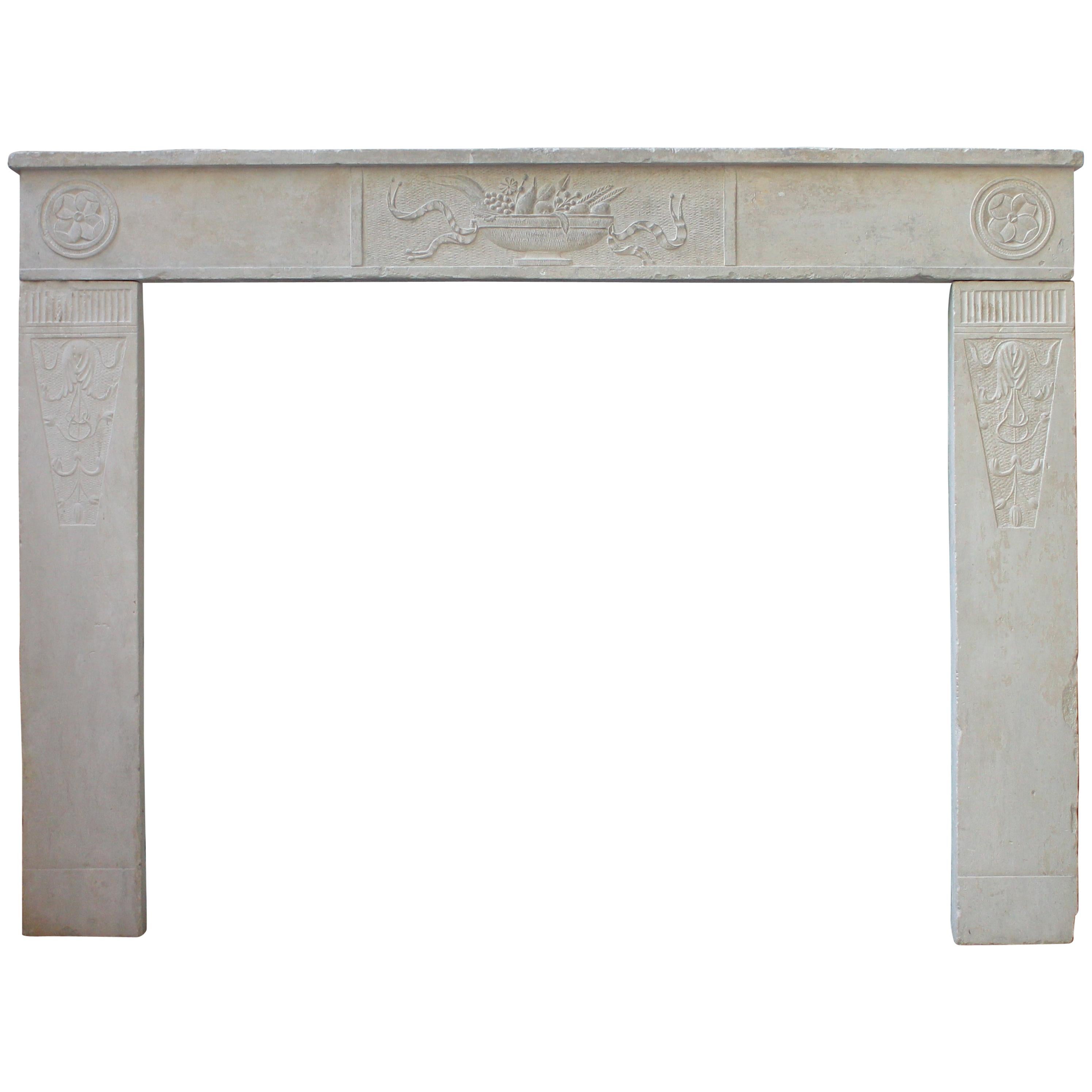 18th Century Limestone Countryside Style Fireplace Mantel For Sale