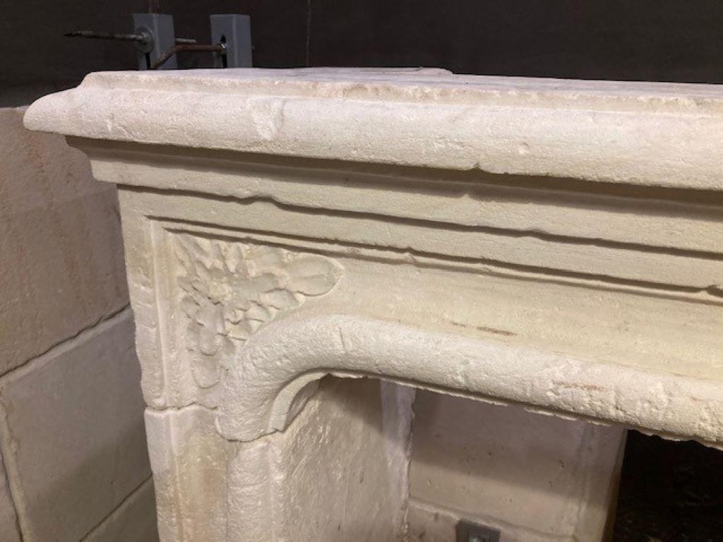 18th Century and Earlier 18th Century Limestone Fireplace