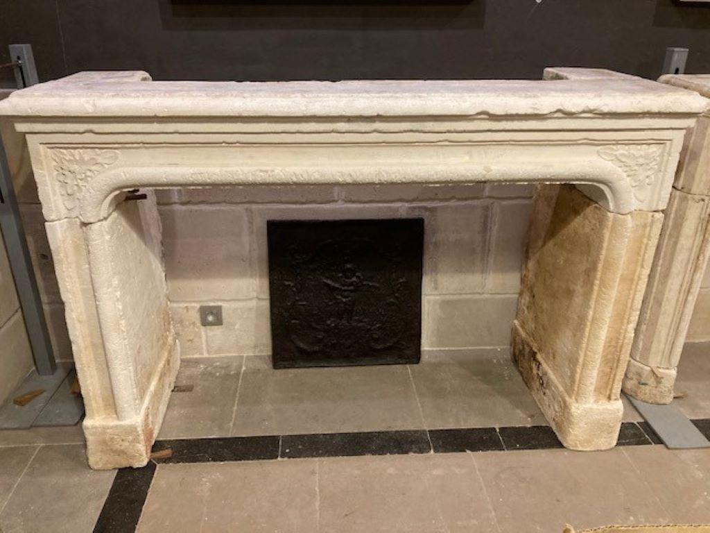 18th Century Limestone Fireplace 1