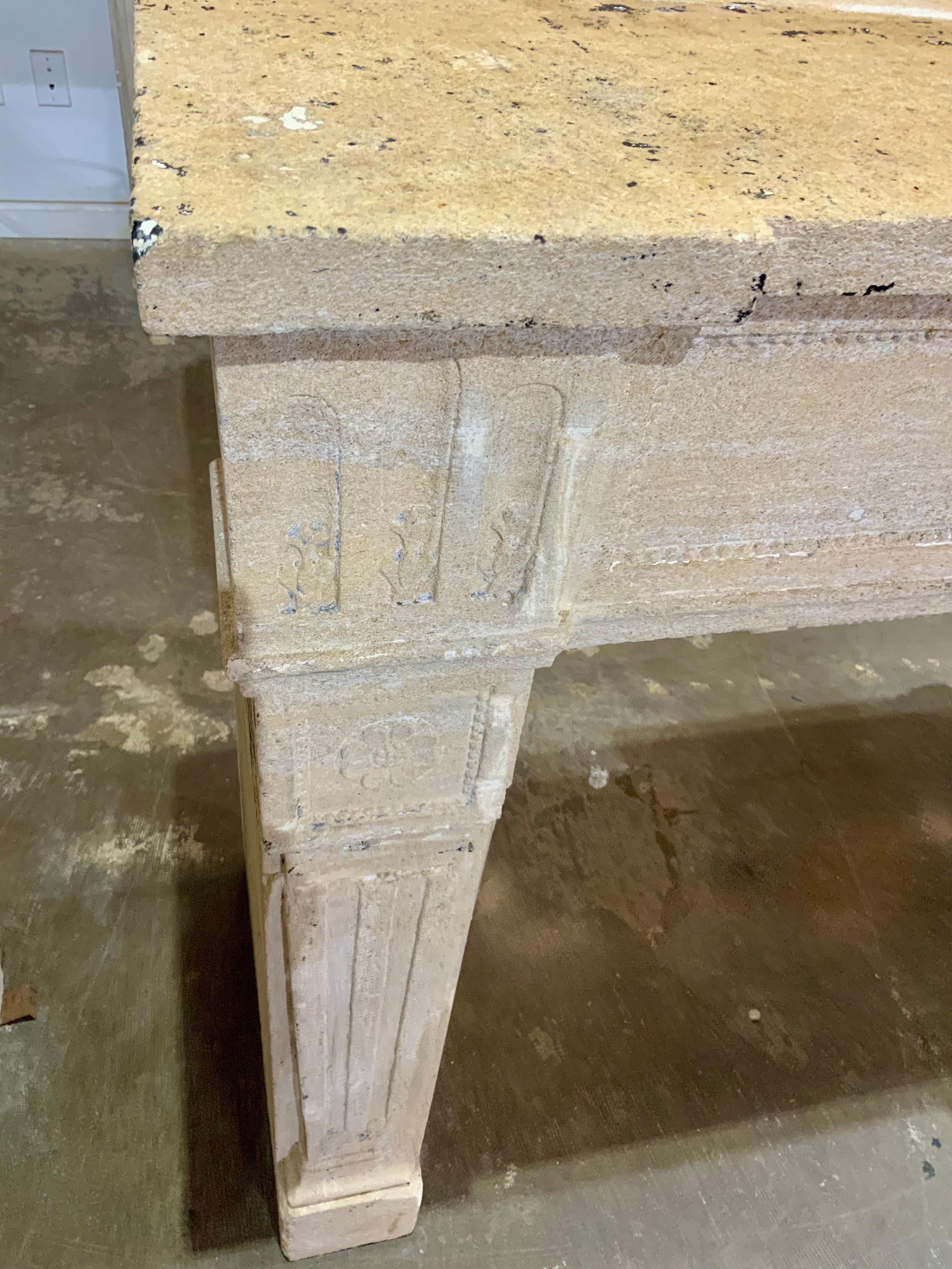 18th Century and Earlier 18th Century Limestone Fireplace from France