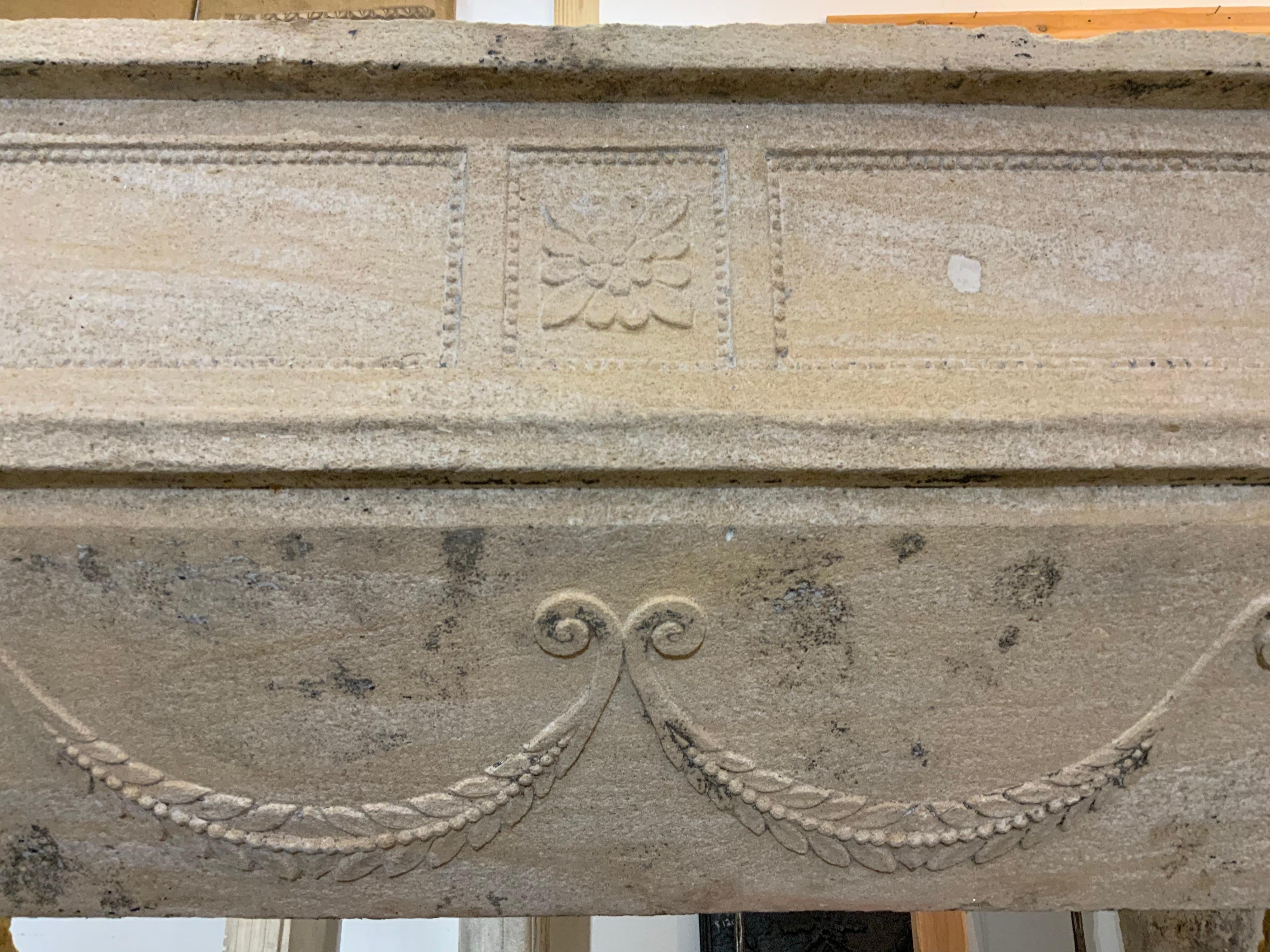 18th Century Limestone Fireplace from France 1