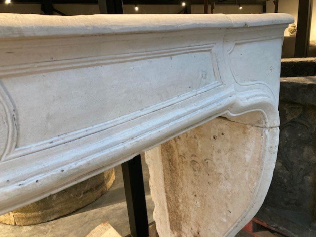 French 18th Century Limestone Fireplace Mantel For Sale