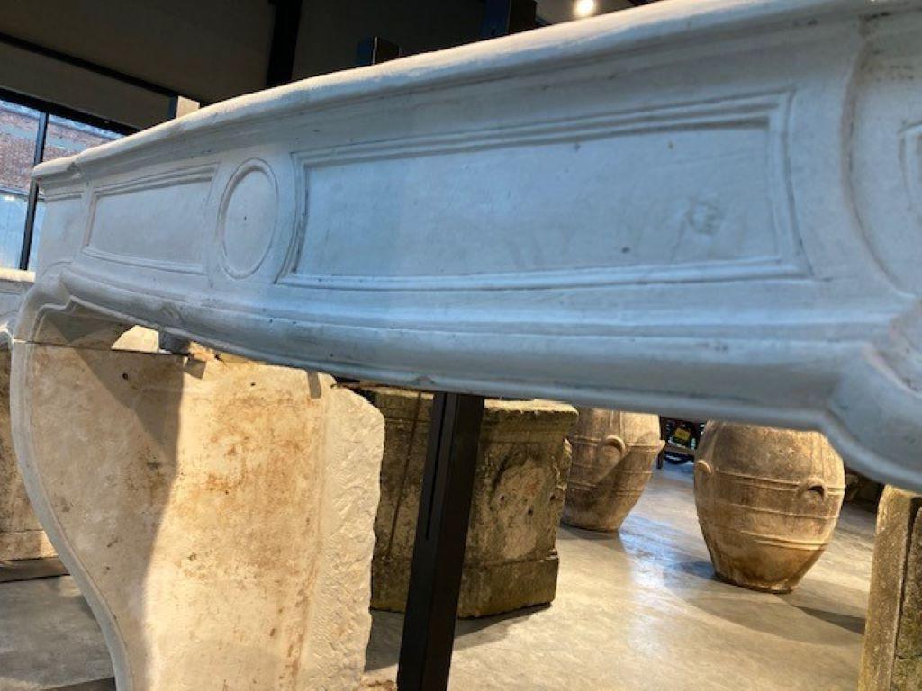 Carved 18th Century Limestone Fireplace Mantel For Sale