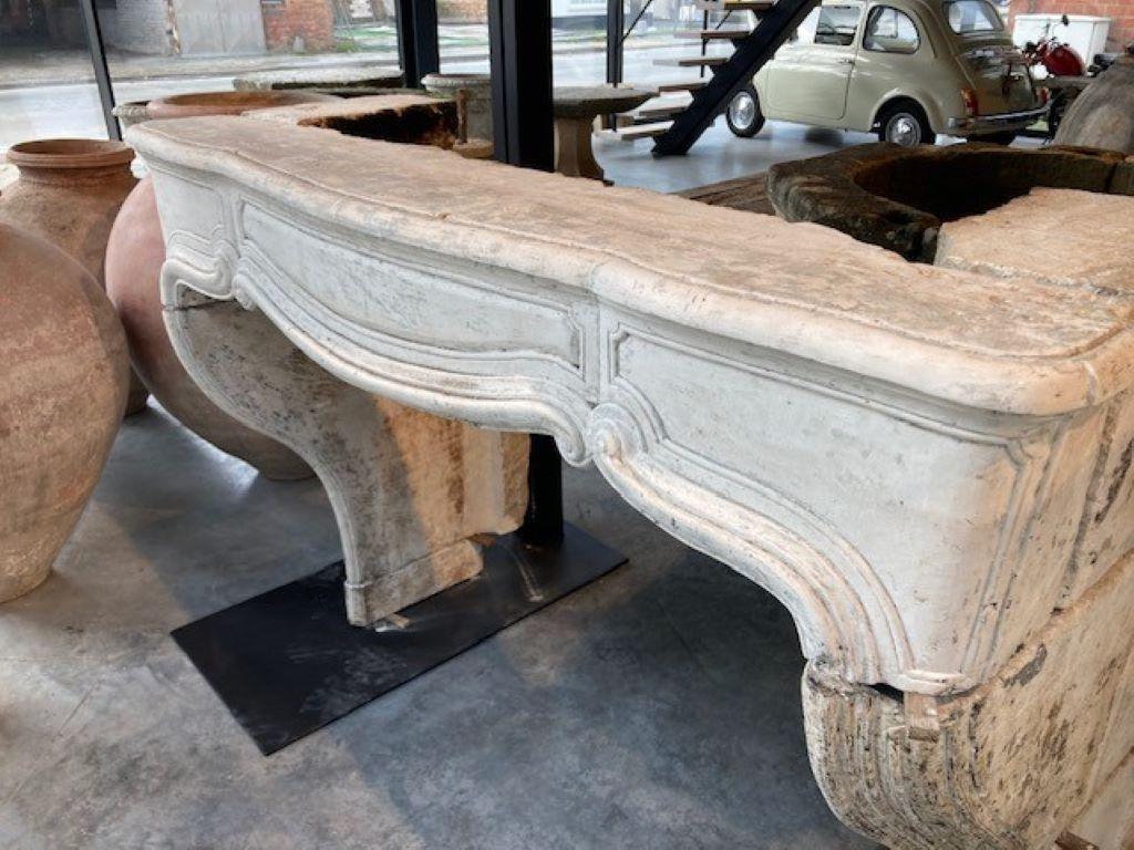 18th Century Limestone Fireplace Mantel For Sale 2