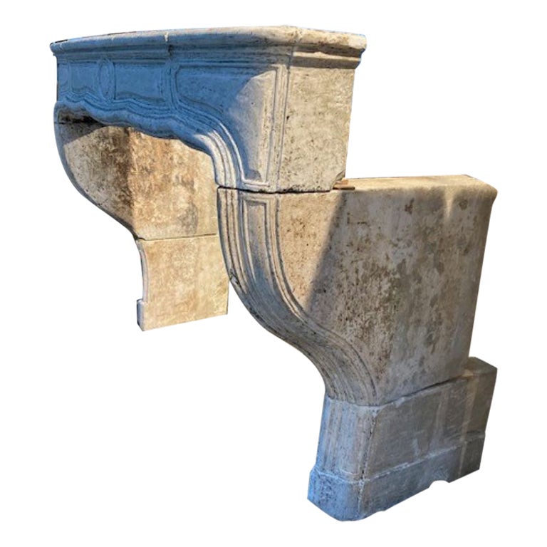 18th Century Limestone Fireplace Mantel