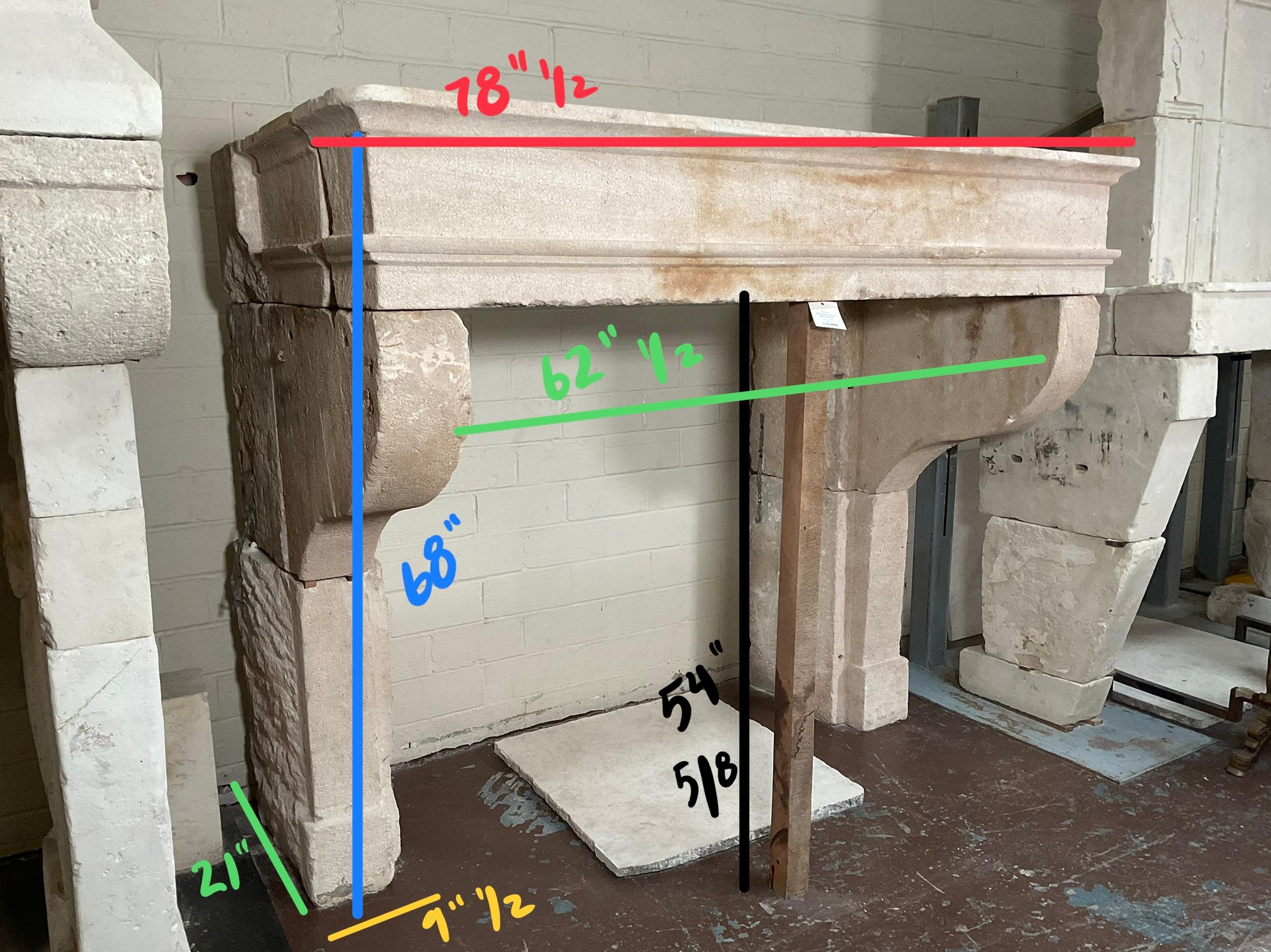 French Limestone Mantel For Sale 8