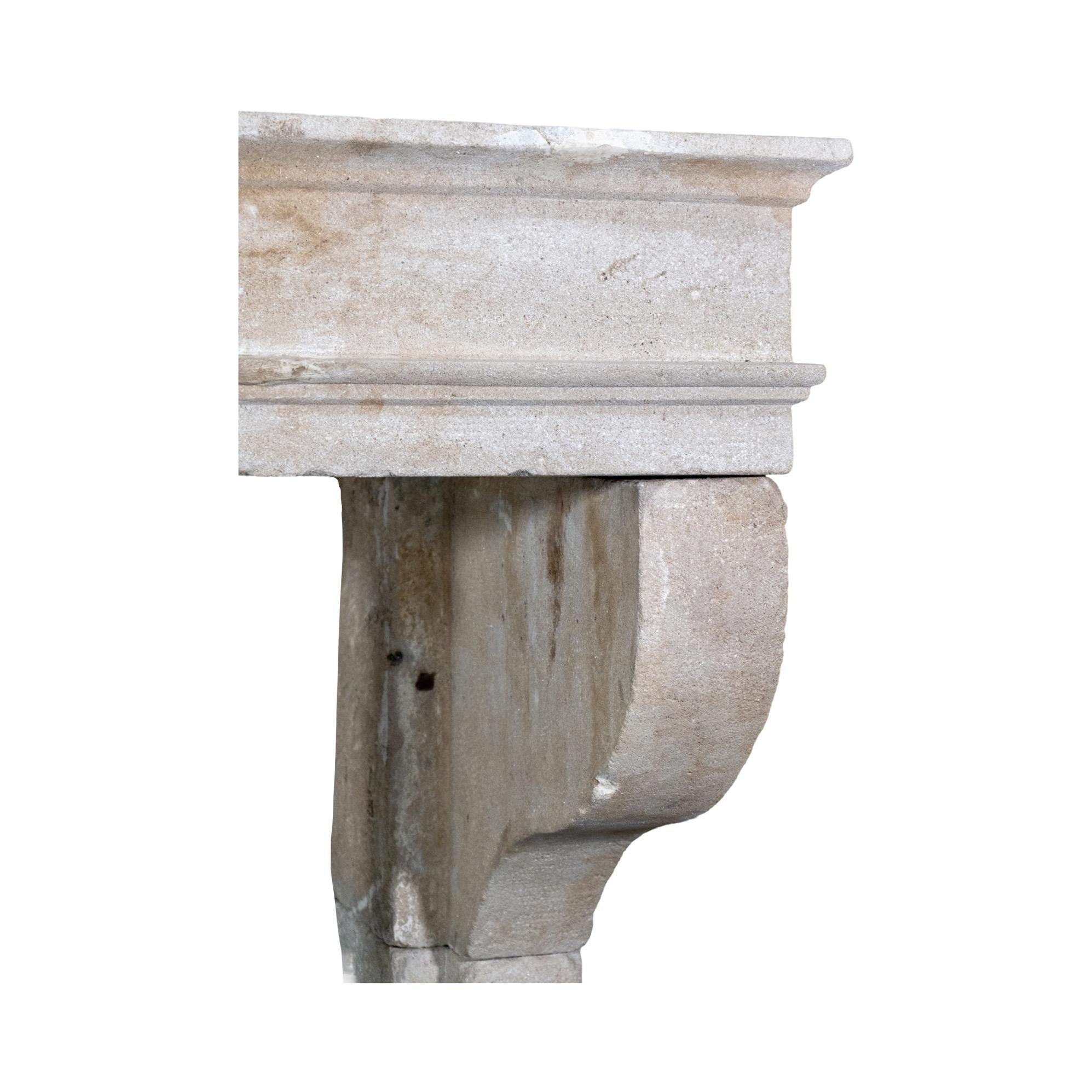 18th Century and Earlier French Limestone Mantel For Sale