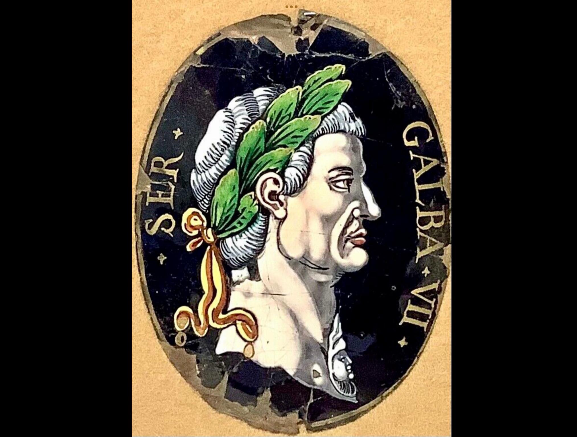 Classical Roman 18th Century Limoges Enamel Plaque Depicting  Emperor Galba VII