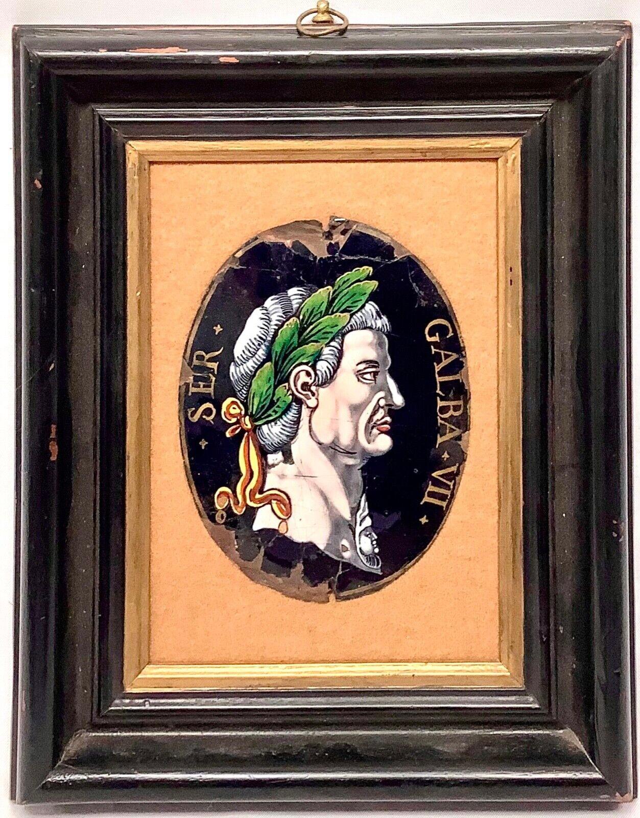 18th Century Limoges Enamel Plaque Depicting  Emperor Galba VII In Fair Condition In Bradenton, FL