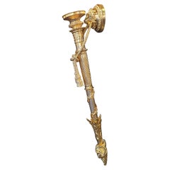 18th Century Lion Torch Wall Lamp in Gilted Bronze 24K patina