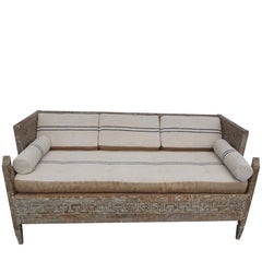 18th Century Lit Du Jour, Swedish Gustavian Pinewood Day Bed, Antique Wood Sofa