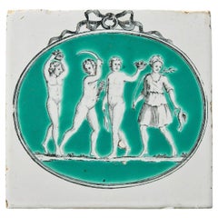 18th Century Liverpool Delft Tile with Neoclassical Figures