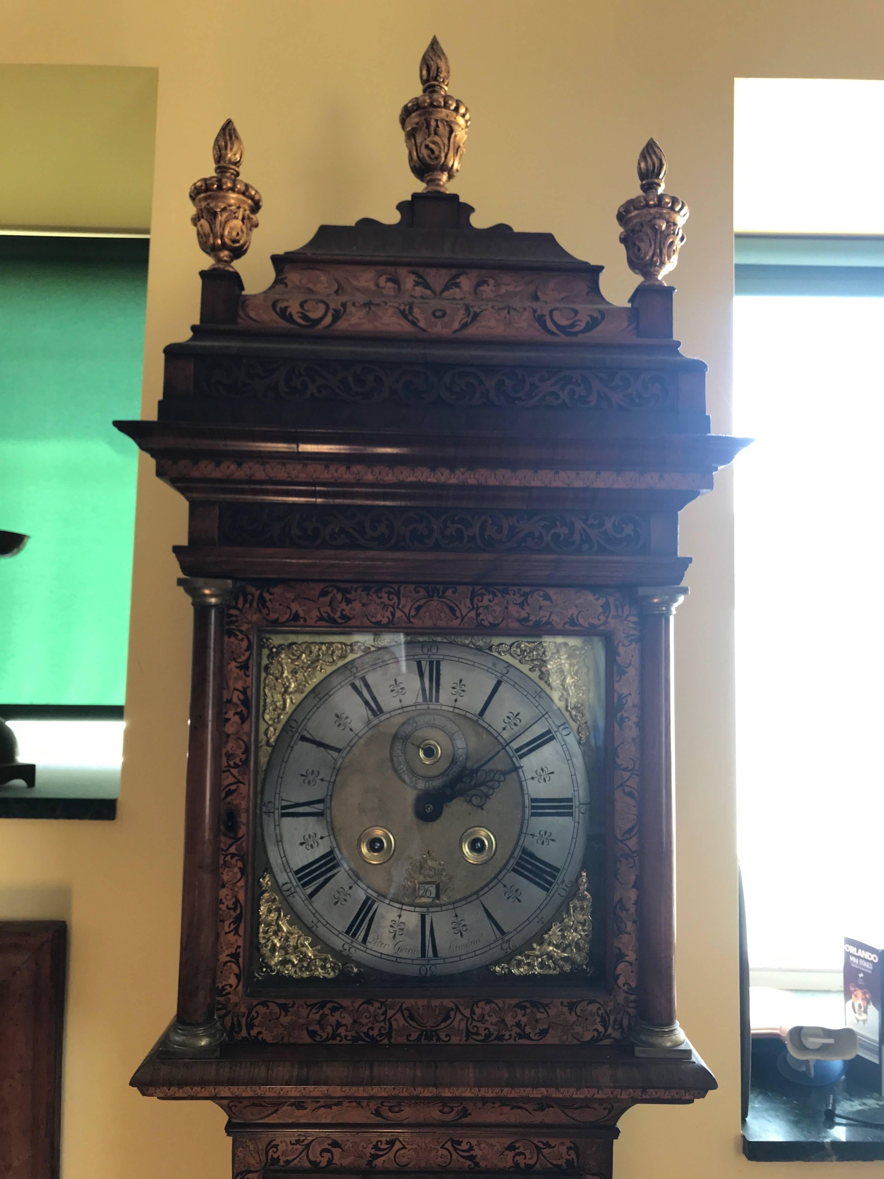 Woodwork 18th Century Long Case Clock by Peter Garon of London For Sale