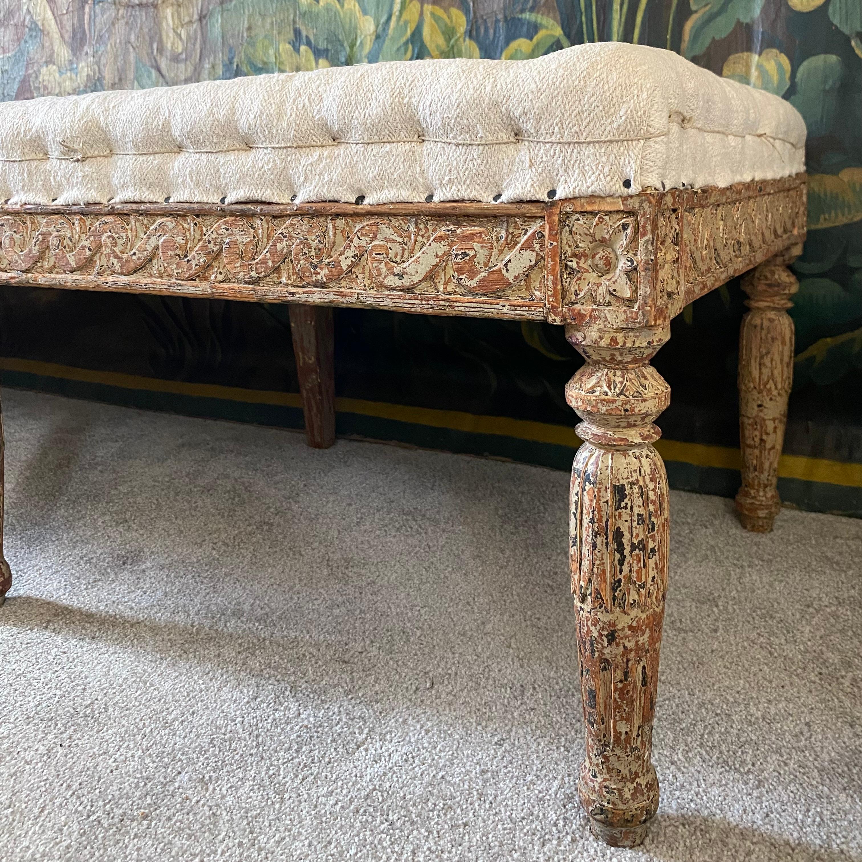 Swedish 18th Century Long Gustavian Stool /Bench For Sale