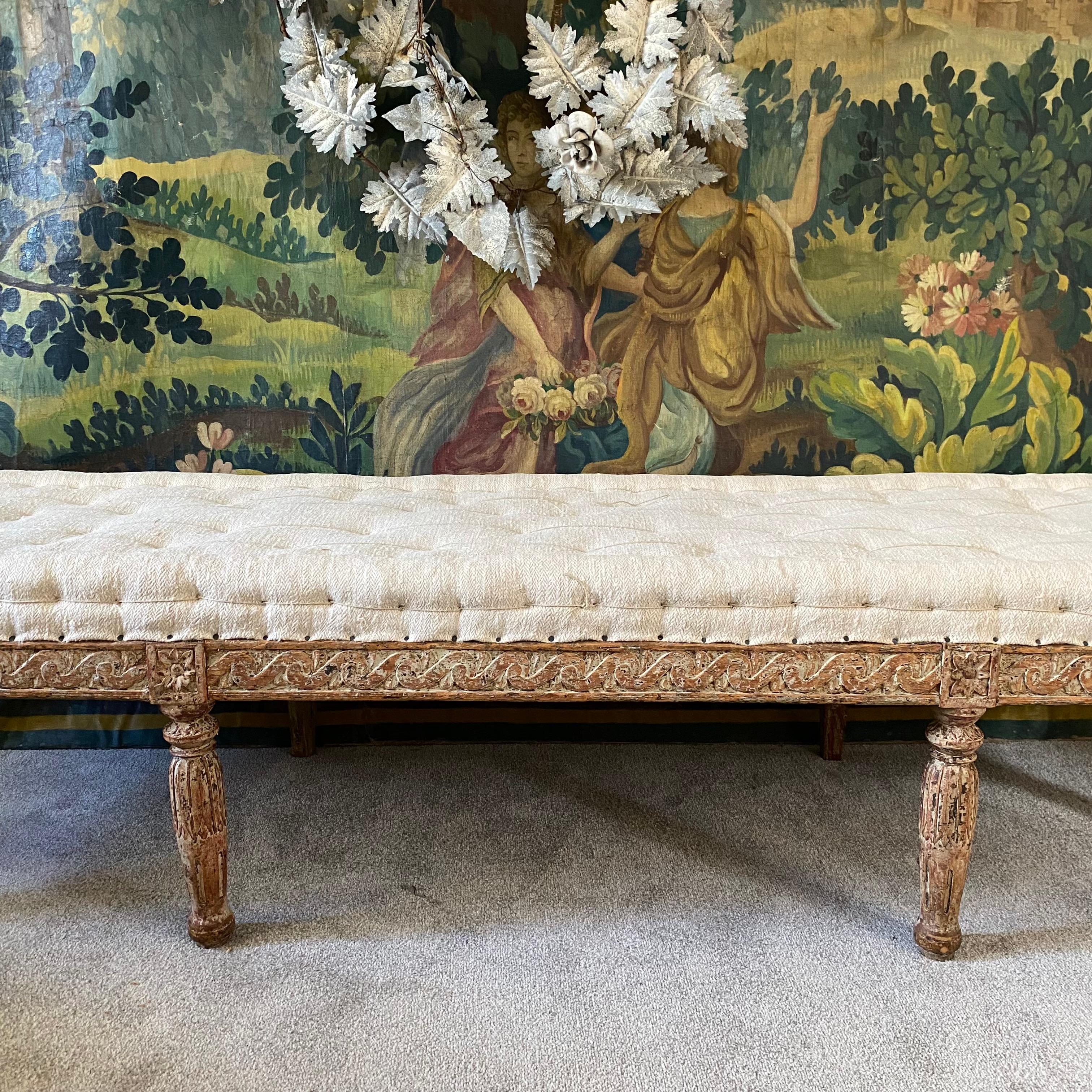 18th Century Long Gustavian Stool /Bench In Good Condition For Sale In Salisbury, GB