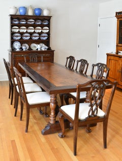 Antique 18th Century Long Spanish-Colonial Dining Table with Trestle-Base